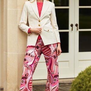 Tyler Boe Pink and Cream Patterned Wide Leg Pants